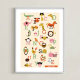 "Animal A to Z" - Personalized Art Print in Vermillion by Anais Lee - Framed