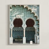 "Fonte Mourisca" - Art Print in Teal by Heather Deffense - Framed