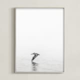 "Pelican on Lake" - Art Print in Medium Grey by Mary Ann Glynn-Tusa - Framed