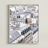 "Dancing Rooftops" - Art Print in Blue by Anna Argiropoulos - Framed