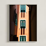 "Shutters" - Art Print in Orange & Green by Paul Berthelot - Framed