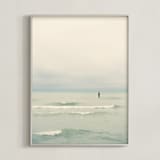 "Paddleboard Solitude" - Art Print in Warm mist by Jacquelyn Sloane Siklos - Framed