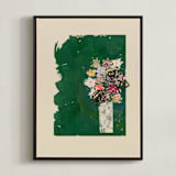 "Bouquet against painted green background" - Art Print in Green Bouquet by Bethania Lima - Framed Canvas