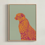"The Pink Cat" - Art Print in Sage by Zani van Zyl - Framed Canvas