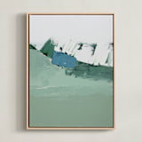 "Tahoe Mountainscape" - Art Print in pale mint green by Caryn Owen - Framed Canvas