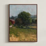 "Summer Field 1" - Art Print in Crimson by Wendy Keller - Framed Canvas