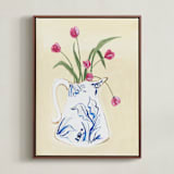 "Toile Blooms 2" - Art Print in Vanilla by Teju Reval - Framed Canvas