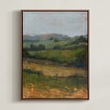 "Summer Field 2" - Art Print in Olive by Wendy Keller - Framed Canvas