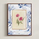 "Toile Blooms 1" - Art Print in Vanilla by Teju Reval - Framed Canvas