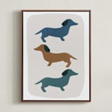 "Dachshund Parade" - Art Print in Earth by Maja Cunningham - Framed Canvas