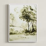 "Sun Kissed Meadow 2" - Art Print in Olive Green by Arohika Verma - Framed Canvas