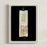 "Table For 1" - Art Print in Soft Oak by Selina Su - Framed Canvas