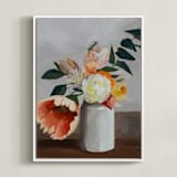 "Peach Poppy" - Art Print in Stone by Jenny Westenhofer - Framed Canvas