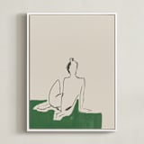 "Figure on Green" - Art Print in Verdant Emerald by Annie Clark - Framed Canvas