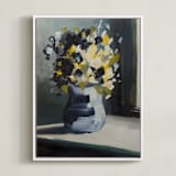 "A Floral Mood" - Art Print in Dandelion by Jen Florentine - Framed Canvas