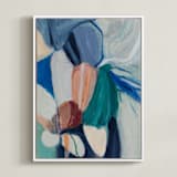 "Mother Holds" - Art Print in Blue Green by Mary Gaspar - Framed Canvas