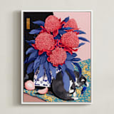 "Afternoon Nap" - Art Print in Lapis Blue by Jiny He - Framed Canvas