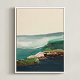 "Monterey Bay Coast" - Art Print in Dark Navy Blue by Caryn Owen - Framed Canvas