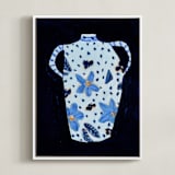 "Delft Blue" - Art Print in Powder Blue by Lottie Aldarwish - Framed Canvas