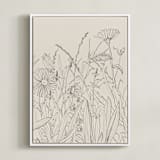 "Field of wild flowers II" - Art Print in Sand by Catilustre - Framed Canvas
