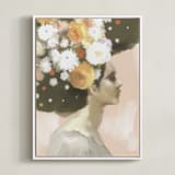 "Flower Power" - Art Print in Olive by Hannah Williams - Framed Canvas