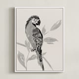 "Tropical Birds I" - Art Print in Sand by Teju Reval - Framed Canvas