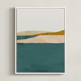 "Lakeside View II" - Art Print in Blue-Green by Little Valley Studio - Framed Canvas