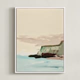 "Muted Seascape Diptych I" - Art Print in Cream by Caryn Owen - Framed Canvas