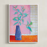 "Home again" - Art Print in Pink by Lottie Aldarwish - Framed Canvas