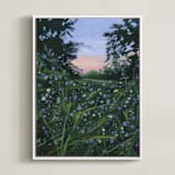 "Wildflowers At Dusk" - Art Print in Dark Emerald Green by Weronika Zubek - Framed Canvas