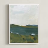 "Serenity by the Lake 2" - Art Print in Meadow Green by Lucrecia Caporale - Framed Canvas