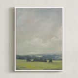 "Rosy Tomorrow I" - Art Print in Grey Blue by Stephanie Goos Johnson - Framed Canvas