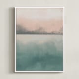 "Misty Marsh II" - Art Print in Peaceful Blue by Haley Fischer - Framed Canvas