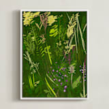 "A View in Green" - Art Print in Forest Green by Michael Hovitch - Framed Canvas