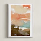 "Sunset Fade No 2" - Art Print in Coral by Kelly Ventura - Framed Canvas
