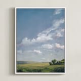 "First Bright" - Art Print in Perfect Day Blue by Stephanie Goos Johnson - Framed Canvas