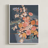 "Sitting Pretty I" - Art Print in Grey by Jennifer Allevato - Framed Canvas