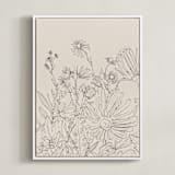 "Field of wild flowers I" - Art Print in Sand by Catilustre - Framed Canvas