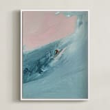 "Santa Cruz Surfer" - Art Print in light turquoise blue by Caryn Owen - Framed Canvas