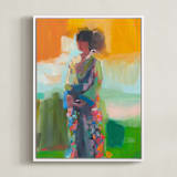"kimono" - Art Print in Kelly Green by Jenny Westenhofer - Framed Canvas