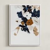 "Abstract Botanical Floral Diptych II" - Art Print in dark navy blue by Caryn Owen - Framed Canvas