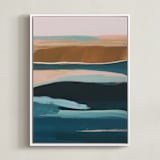 "Golden Seascape Diptych II" - Art Print in Mustard Yellow by Caryn Owen - Framed Canvas