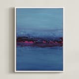 "Lights on the Lake" - Art Print in Midnight Blue by Lindsay Megahed - Framed Canvas