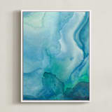 "Under Water" - Art Print in Sea Blue by Chelsey Scott - Framed Canvas