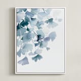 "Blue Ginkgo" - Art Print in Mute Indigo by Yao Cheng Design - Framed Canvas