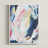 "Worry Lines" - Art Print in Soft Coral by Katie Schermbeck - Framed Canvas