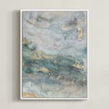 "Luminous Smoke No. 1" - Art Print in Sage & Gold by Julia Contacessi - Framed Canvas