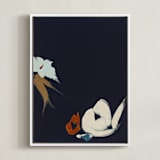 "Abstract Botanical Navy Shadows #1" - Art Print in dark navy blue by Caryn Owen - Framed Canvas