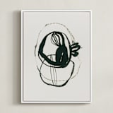 "Black 03" - Art Print in black, white, beige by Catilustre - Framed Canvas