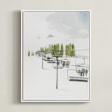"Ski Lift" - Art Print in Pine by Monica Loos - Framed Canvas